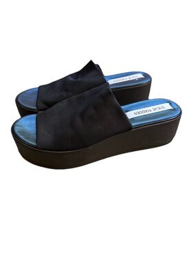 Steve Madden Slinky Platform Slide Sandals Size 7 Black VTG Y2K 90s Italy S3